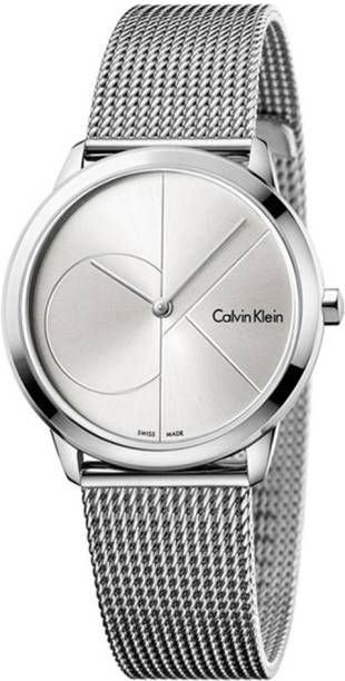 Calvin Klein Minimal Silver Dial Silver Mesh Bracelet Watch for Men - K3M2112Z