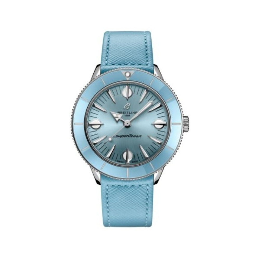 Breitling Superocean Heritage '57 Pastel Paradise Blue Dial Blue Leather Strap Watch for Women - A10340161C1X1