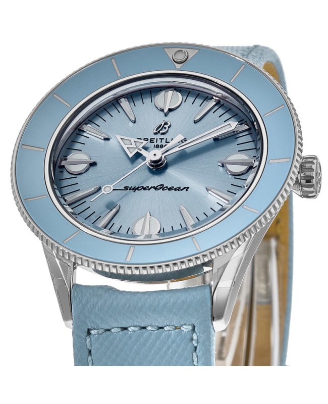 Breitling Superocean Heritage '57 Pastel Paradise Blue Dial Blue Leather Strap Watch for Women - A10340161C1X1