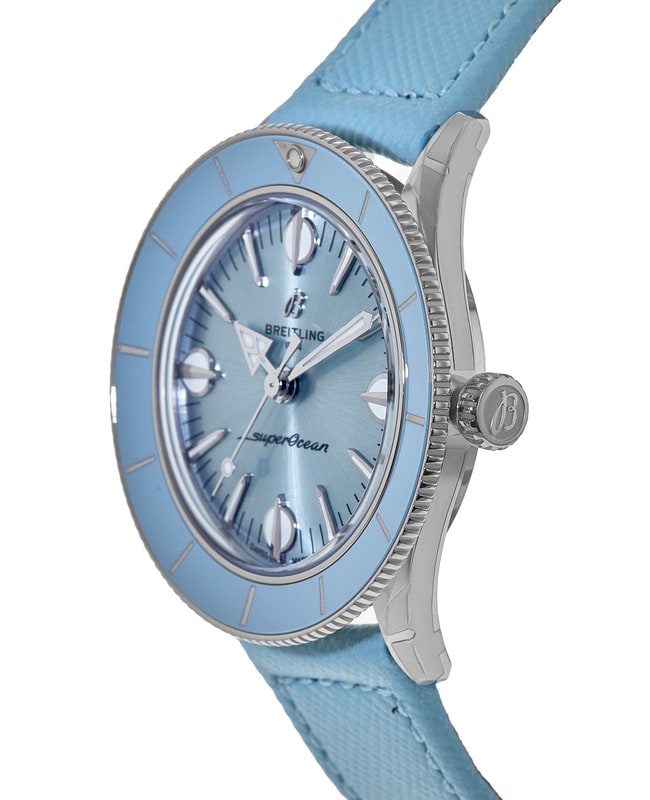 Breitling Superocean Heritage '57 Pastel Paradise Blue Dial Blue Leather Strap Watch for Women - A10340161C1X1