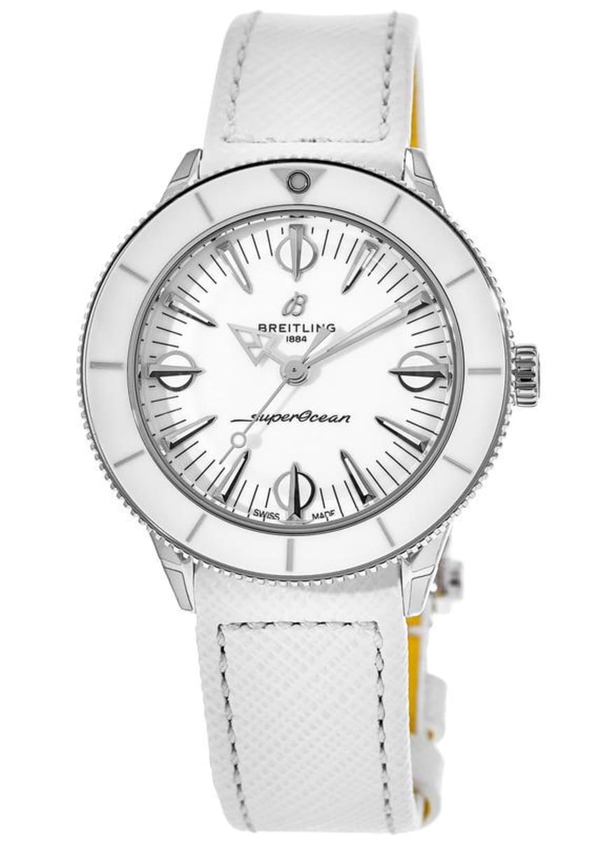 Breitling Superocean Heritage '57 Pastel Paradise White Dial White Leather Strap Watch for Women - A10340A71A1X1