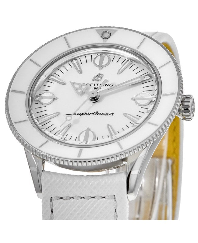 Breitling Superocean Heritage '57 Pastel Paradise White Dial White Leather Strap Watch for Women - A10340A71A1X1