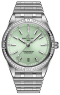 Breitling Chronomat Automatic 36 Diamonds Green Dial Two Tone Steel Strap Watch for Women - A10380591L1A1