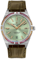 Breitling Chronomat Automatic 36 South Sea Green Dial Green Leather Strap Watch for Women - A10380611L1P1