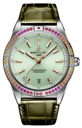 Breitling Chronomat Automatic 36 South Sea Green Dial Green Leather Strap Watch for Women - A10380611L1P1