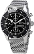 Breitling Superocean Heritage Chronograph 44 Black Dial Silver Mesh Bracelet Watch for Men - A13313121B1A1