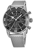 Breitling Superocean Heritage Chronograph 44 Black Dial Silver Mesh Bracelet Watch for Men - A13313121B1A1