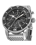 Breitling Superocean Heritage Chronograph 44 Black Dial Silver Mesh Bracelet Watch for Men - A13313121B1A1