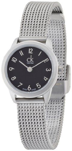 Calvin Klein Minimal Black Dial Silver Mesh Bracelet Watch for Women - K3M53151