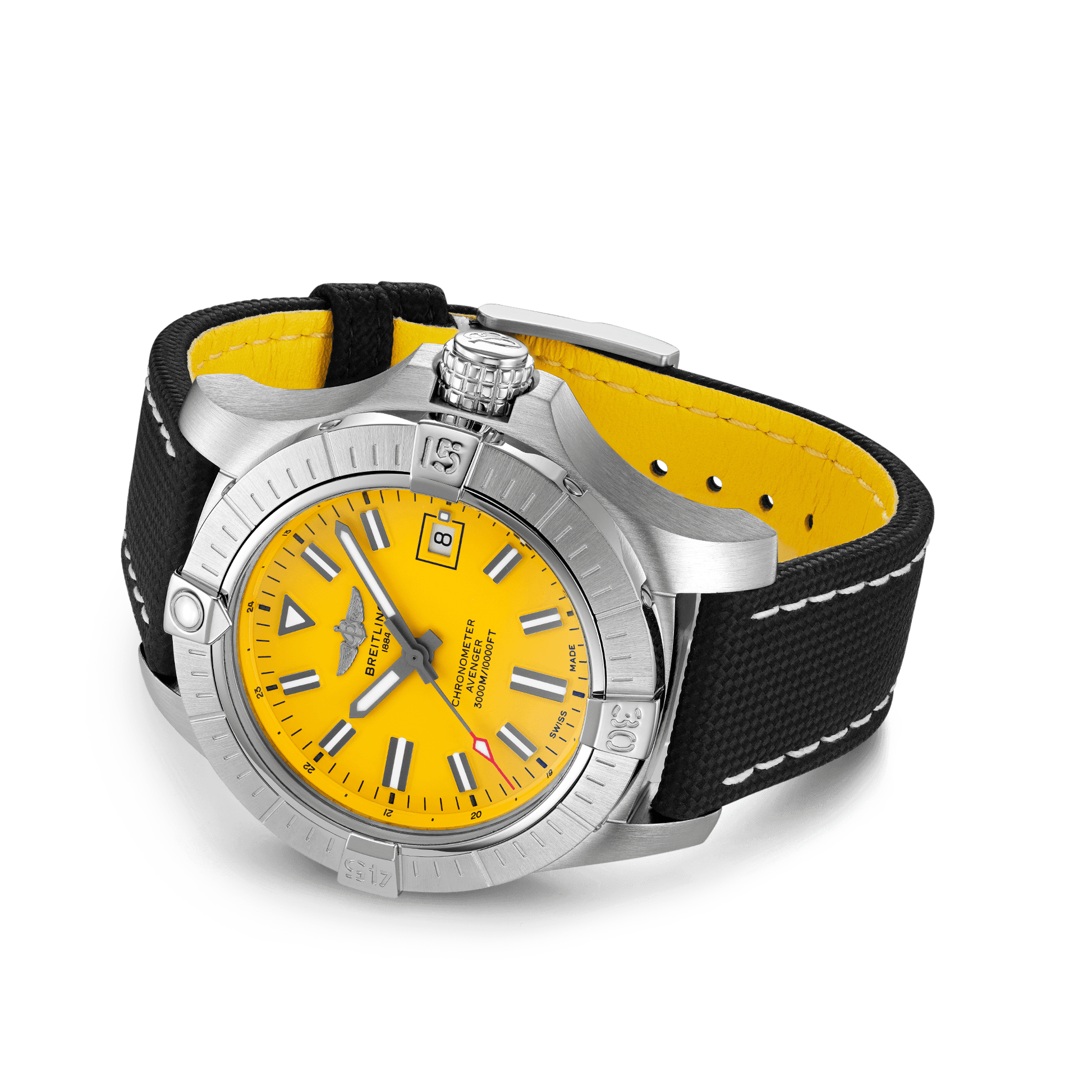 Breitling Avenger Automatic 45mm Seawolf Yellow Dial Black Nylon Strap Watch for Men - A17319101/1X2