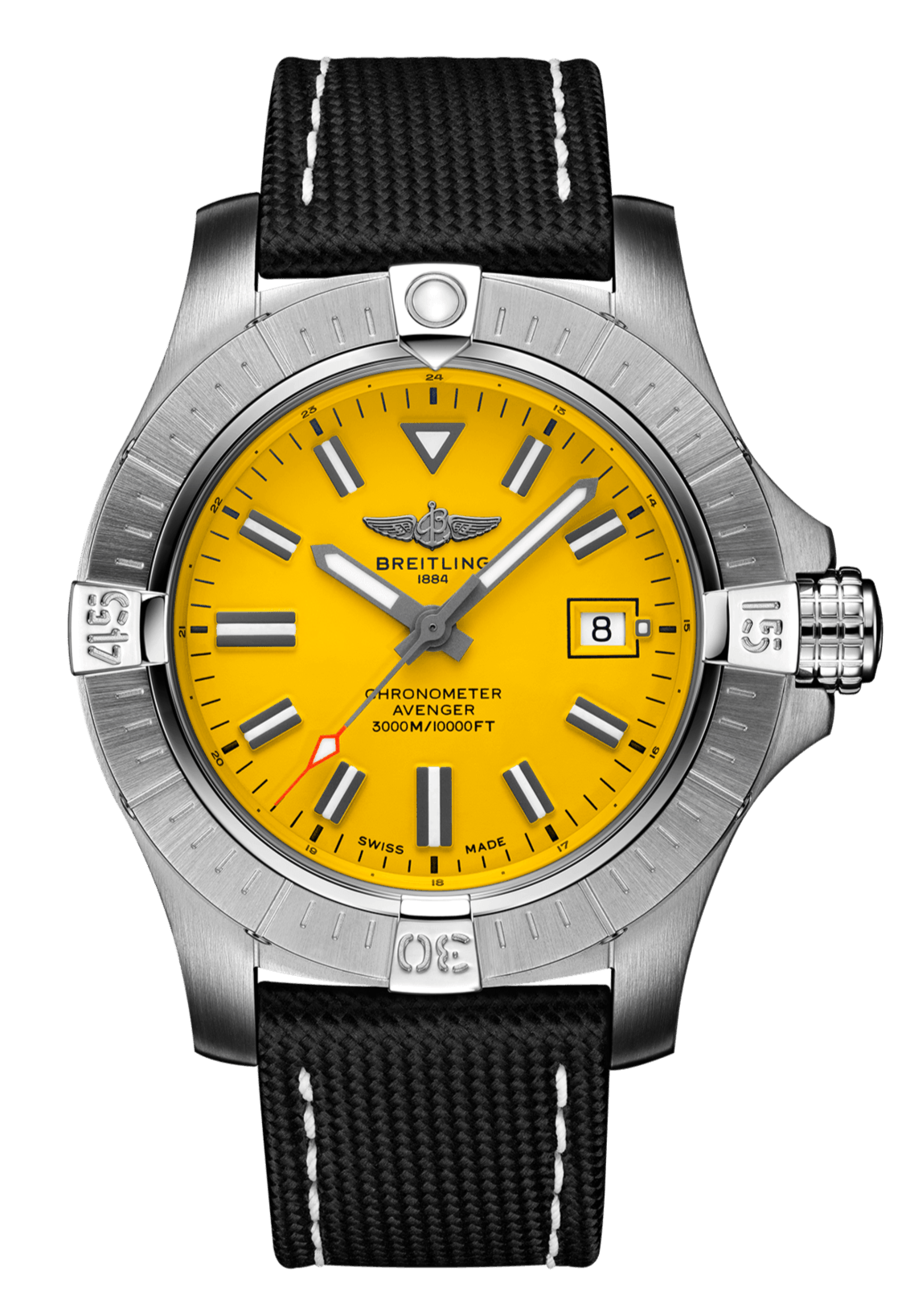 Breitling Avenger Automatic 45mm Seawolf Yellow Dial Black Nylon Strap Watch for Men - A17319101/1X2