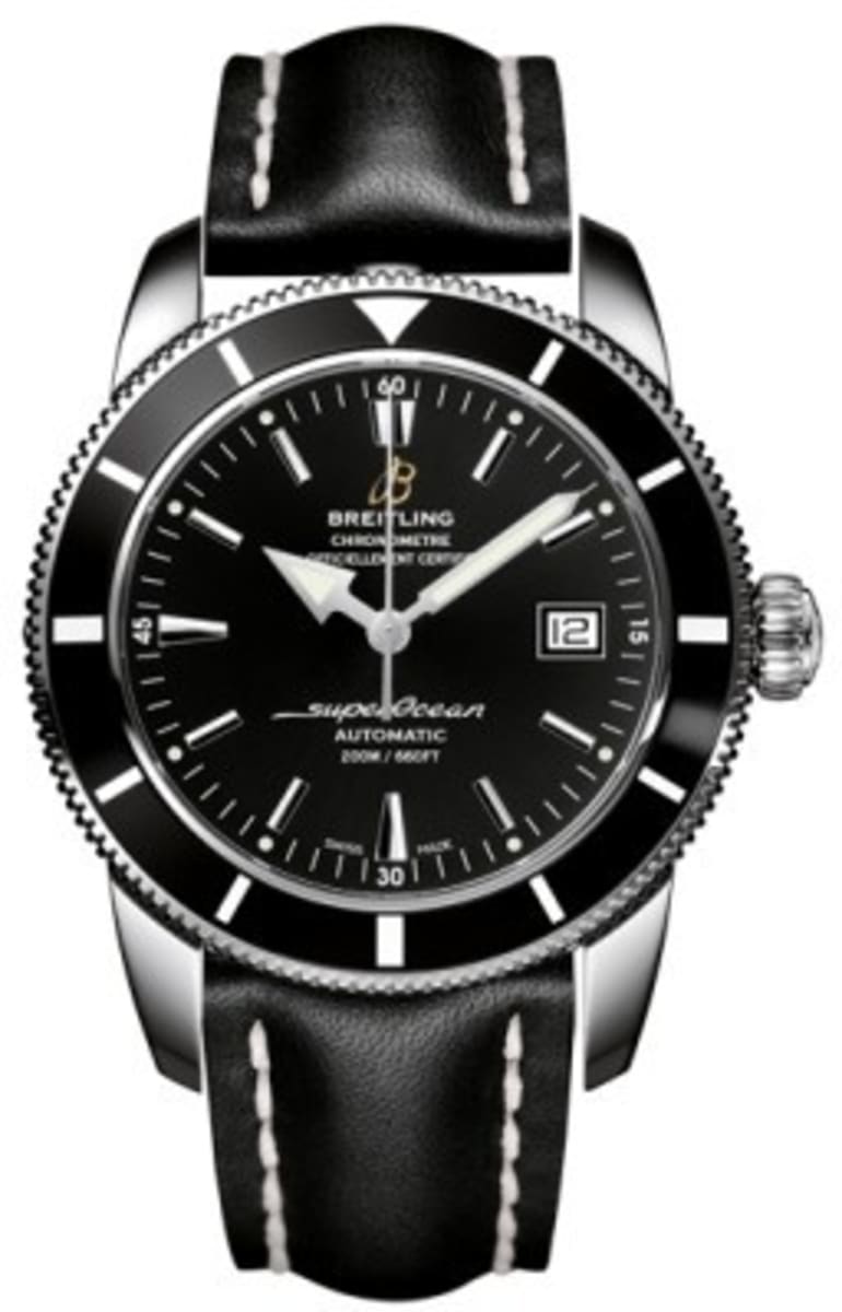 Breitling Superocean Heritage 42mm Black Leather Strap Mens Watch - A1732124