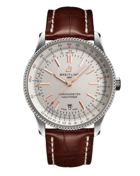 Breitling Navitimer 1 Automatic 41mm White Dial Brown Leather Strap Mens Watch - A17326211G1P1