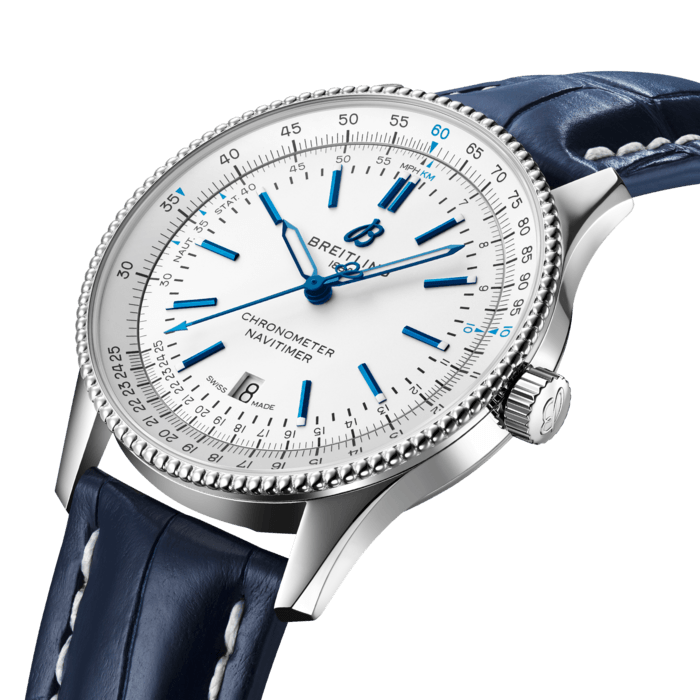 Breitling Navitimer Automatic 41mm White Dial Blue Leather Strap Watch for Men - A173263A1G1P1