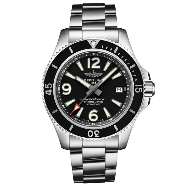 Breitling Superocean Automatic 44mm Black Dial Silver Steel Strap Watch for Men - A17367D71B1A1