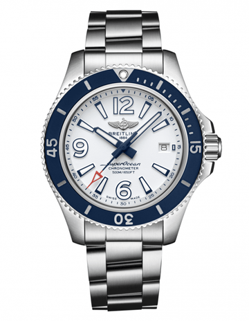 Breitling Superocean 42mm White Dial Silver Steel Strap Watch for Men - A17366D81A1A1