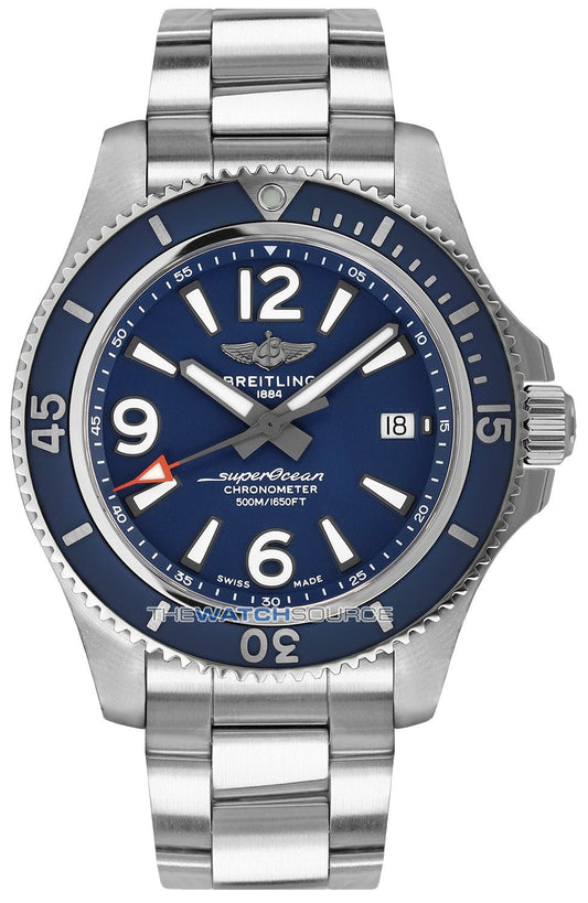 Breitling Superocean Automatic 42mm Blue Dial Silver Steel Strap Watch for Men - A17366D81C1A1