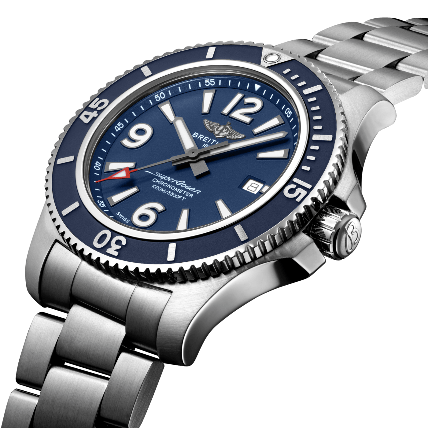 Breitling Superocean Automatic 42mm Blue Dial Silver Steel Strap Watch for Men - A17366D81C1A1