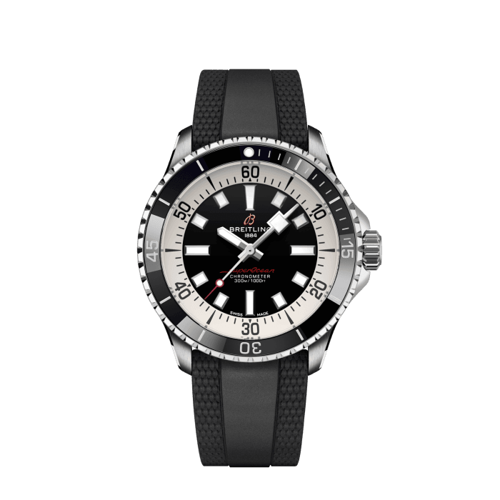 Breitling Superocean Automatic 42 Black Dial Black Rubber Strap Watch for Men - A17375211B1S1