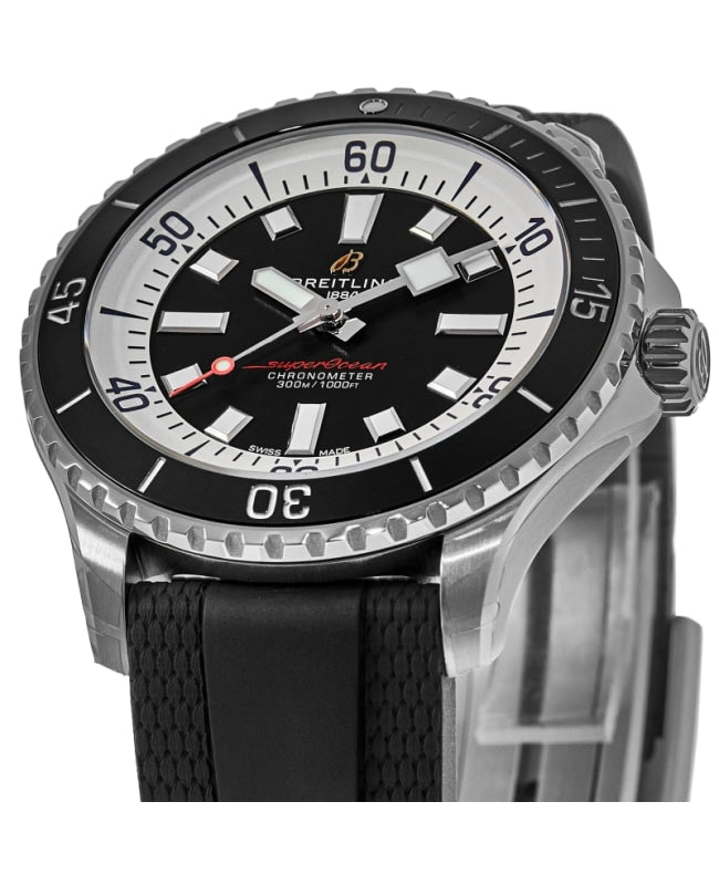 Breitling Superocean Automatic 42 Black Dial Black Rubber Strap Watch for Men - A17375211B1S1