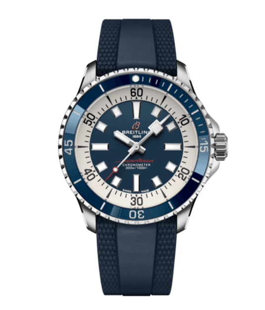 Breitling Superocean Automatic 42mm Blue Dial Blue Rubber Strap Watch for Men - A17375E71C1S1