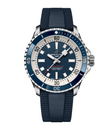 Breitling Superocean Automatic 42mm Blue Dial Blue Rubber Strap Watch for Men - A17375E71C1S1