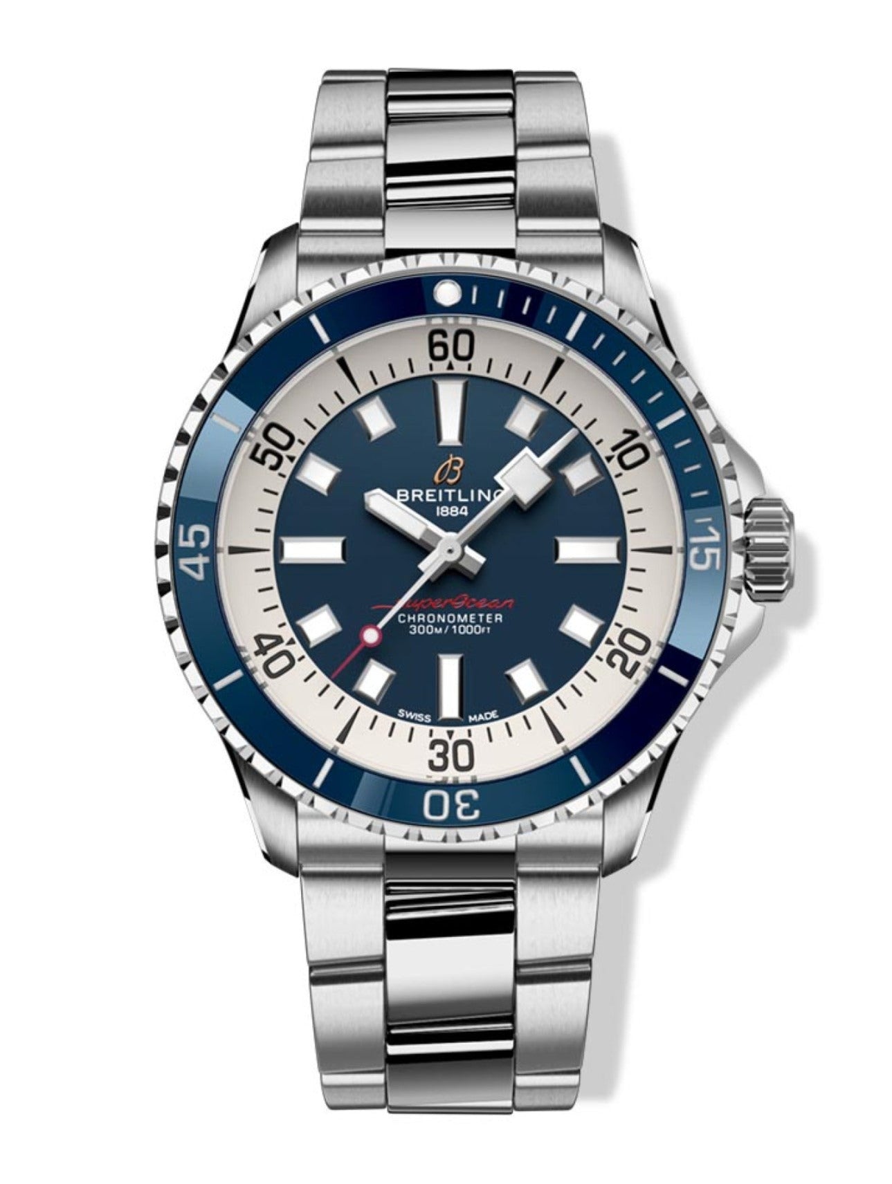 Breitling Superocean Automatic 42mm Blue Dial Silver Steel Strap Watch for Men - A17375E71C1A1