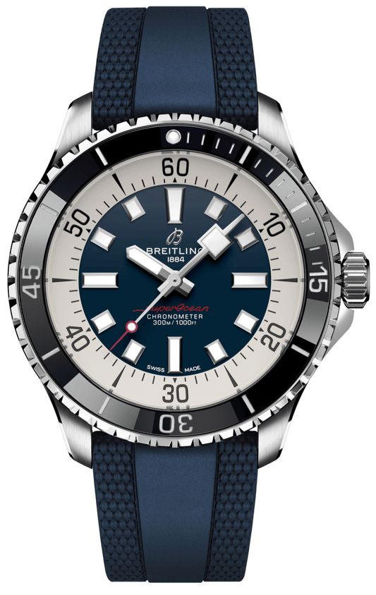 Breitling Superocean Automatic 44 Blue Dial Blue Rubber Strap Watch for Men - A17376211C1S1