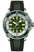 Breitling Superocean Automatic 44 Green Dial Green Rubber Strap Watch for Men - A17376A31L1S1