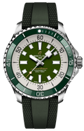 Breitling Superocean Automatic 44 Green Dial Green Rubber Strap Watch for Men - A17376A31L1S1