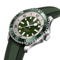 Breitling Superocean Automatic 44 Green Dial Green Rubber Strap Watch for Men - A17376A31L1S1