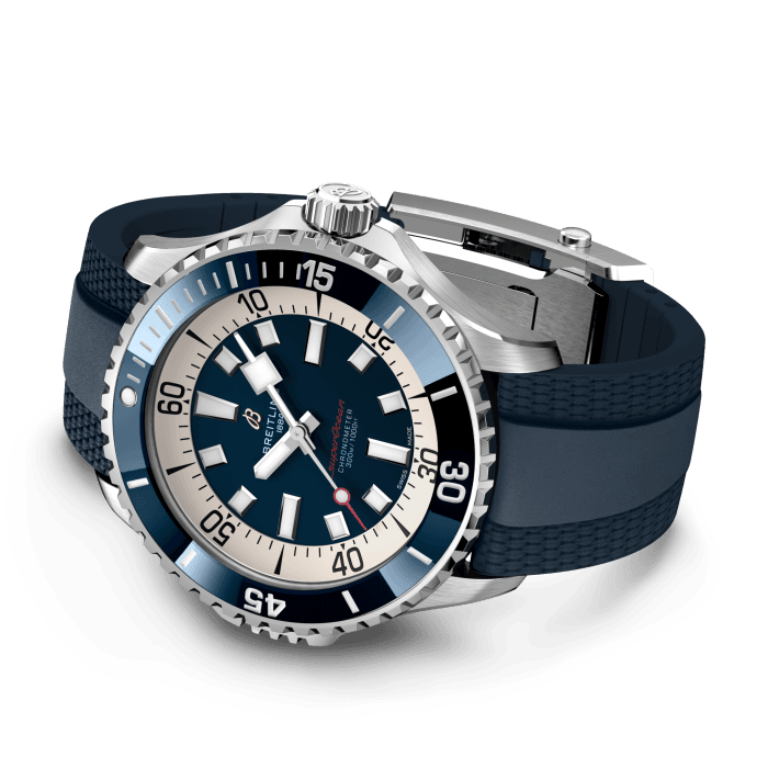 Breitling Superocean Automatic 46 Blue Dial Blue Rubber Strap Watch for Men - A17378E71C1S1