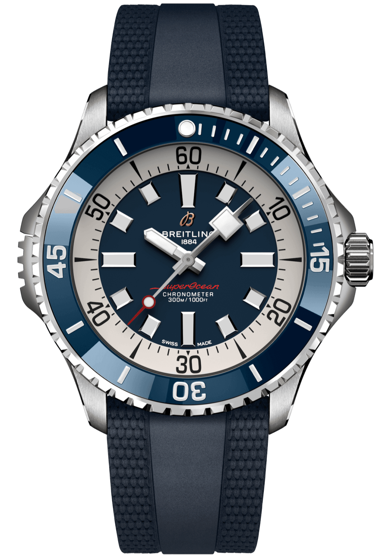 Breitling Superocean Automatic 46 Blue Dial Blue Rubber Strap Watch for Men - A17378E71C1S1