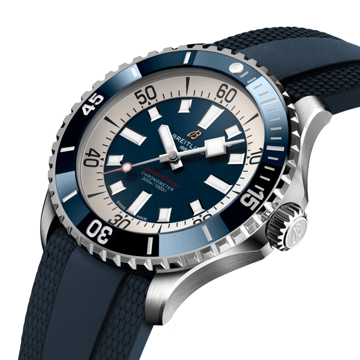 Breitling Superocean Automatic 46 Blue Dial Blue Rubber Strap Watch for Men - A17378E71C1S1