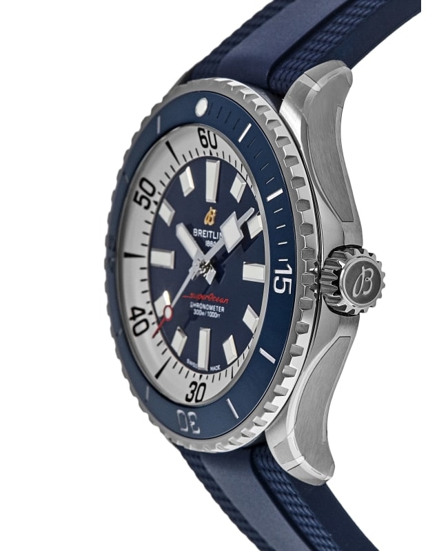 Breitling Superocean Automatic 46 Blue Dial Blue Rubber Strap Watch for Men - A17378E71C1S1