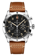 Breitling Avi Chronograph 42 P-51 Mustang Black Dial Brown Leather Strap Watch for Men - A233803A1B1X1