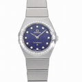 Omega Constellation Manhattan Quartz Diamonds Blue Dial Silver Steel Strap Watch for Women - 131.15.25.60.53.001