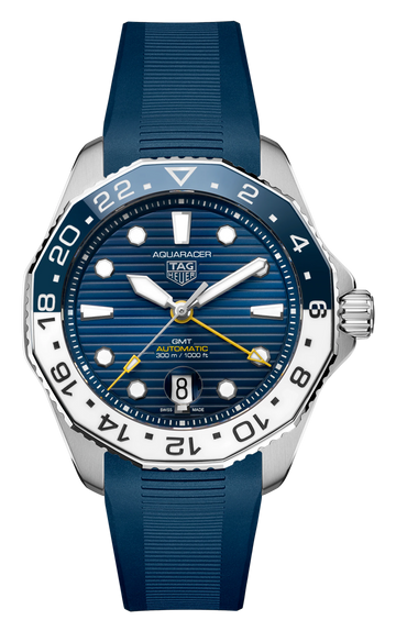 Tag Heuer Aquaracer Professional 300 GMT Automatic Blue Dial Blue Rubber Strap Watch for Men - WBP2010.FT6198