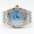 Audemars Piguet Royal Oak Quartz Diamonds Turquoise Dial Turquoise Leather Strap Watch for Women - 67601ST.ZZ.D034CR.01