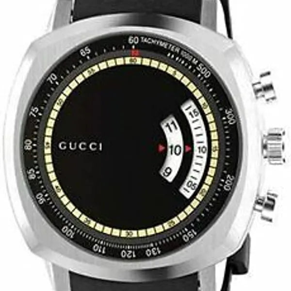 Gucci Grip Chronograph Quartz Black Dial Black Rubber Strap Watch For Men - YA157301