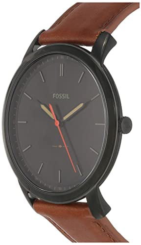 Fossil The Minimalist Black Dial Brown Leather Strap Watch for Men - FS5305