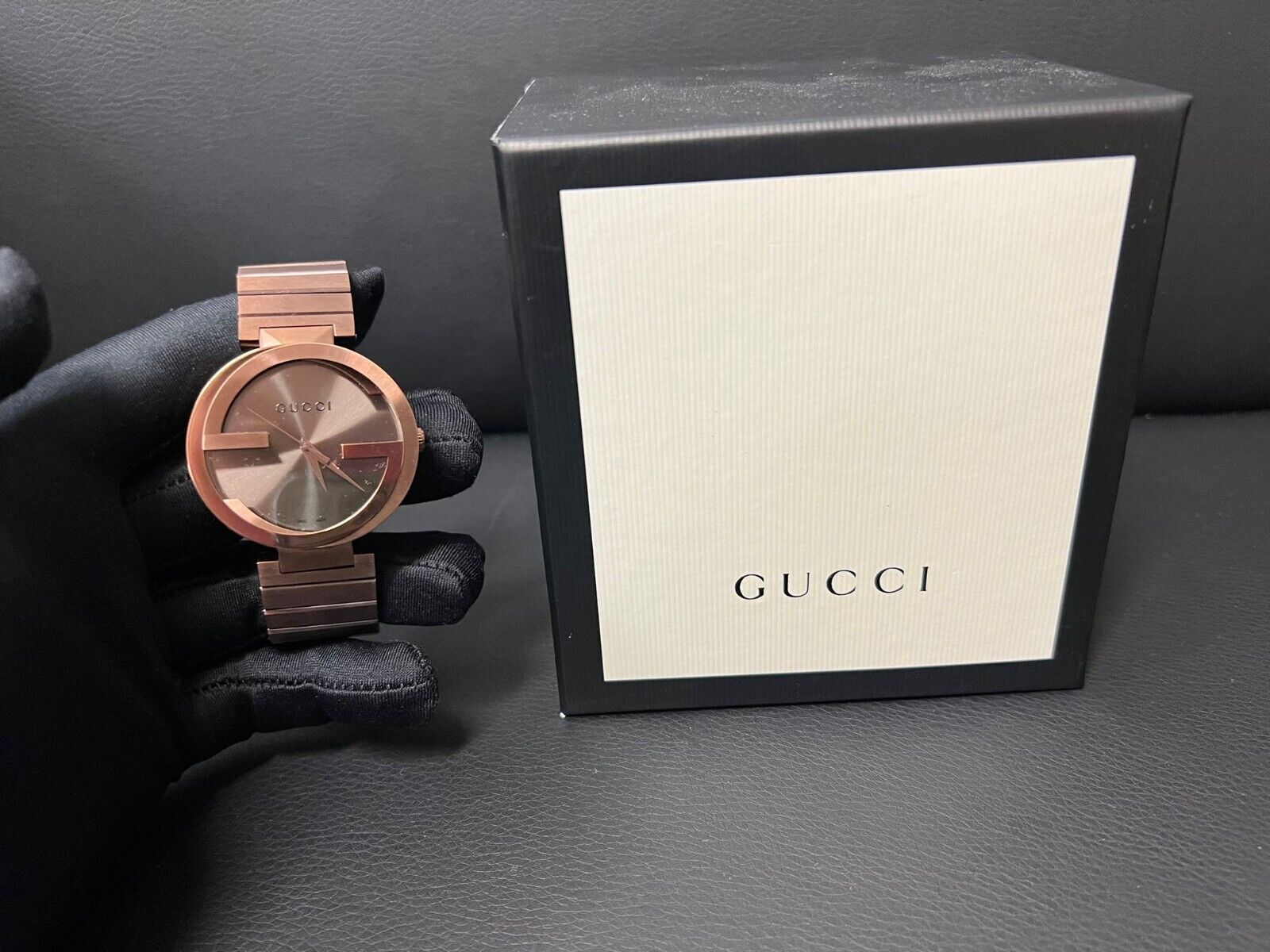 Gucci Interlocking XL Brown Dial Brown Steel Strap Watch For Men - YA133211