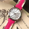 Burberry The City White Dial Pink Haymarket Leather Strap Watch for Women - BU9149