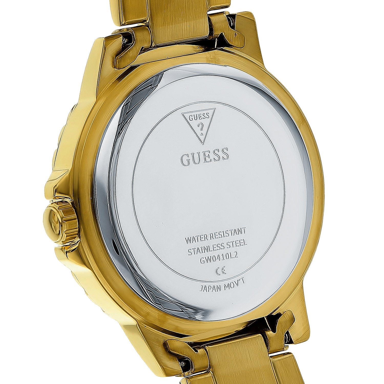 Guess Crown Jewel Diamonds White Dial Gold Steel Strap Watch for Women - GW0410L2