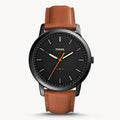 Fossil The Minimalist Black Dial Brown Leather Strap Watch for Men - FS5305