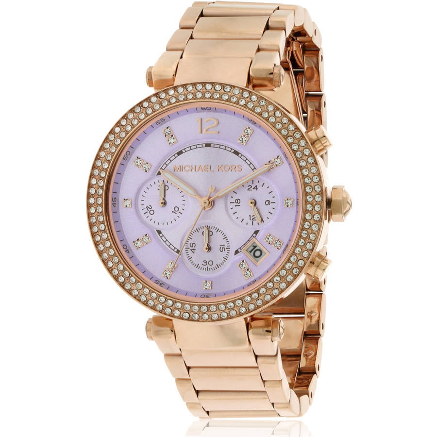 Michael Kors Parker Lilac Dial Gold Steel Strap Watch for Women - MK6169