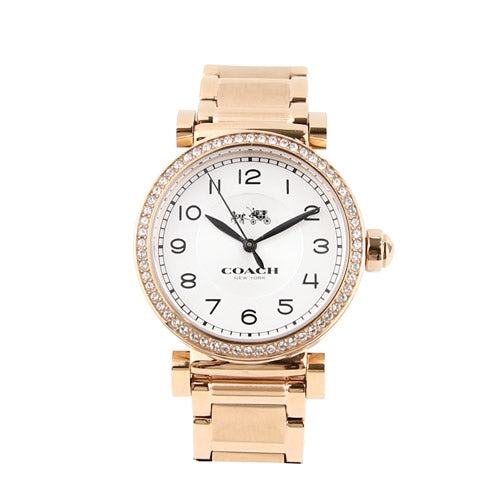 Coach Madison White Dial Rose Gold Steel Strap Watch for Women - 14502398