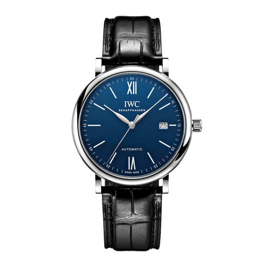 IWC Portofino '150 Years Edition' Automatic Blue Dial Black Leather Strap Watch for Men - IW356518