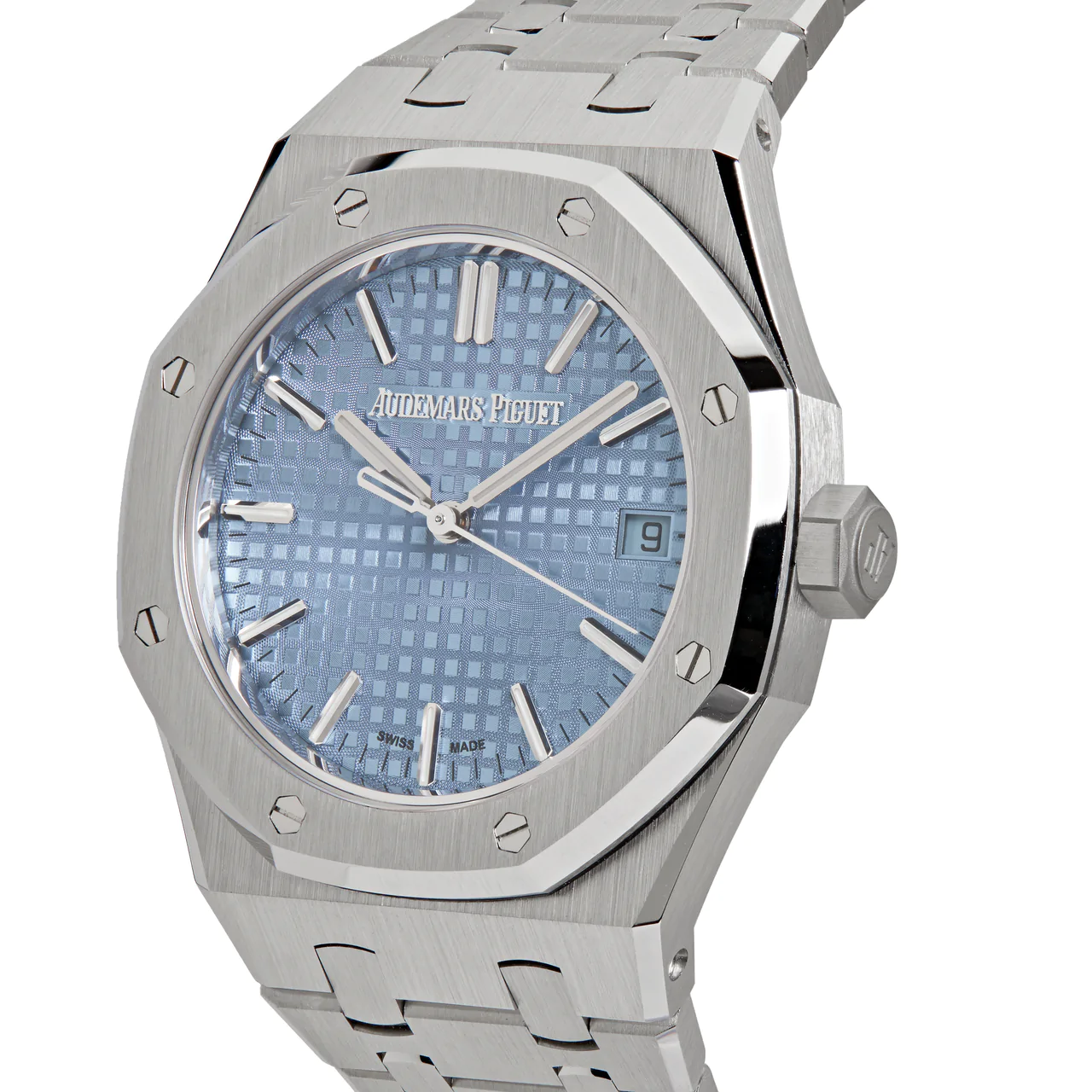 Audemars Piguet Royal Oak 50th Anniversary Light Blue Dial Silver Steel Strap Watch for Men - 15550ST.OO.1356ST.04