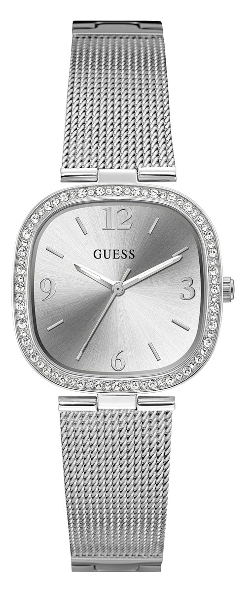 Guess Tapestry Diamonds Silver Dial Silver Mesh Bracelet Watch for Women - GW0354L1